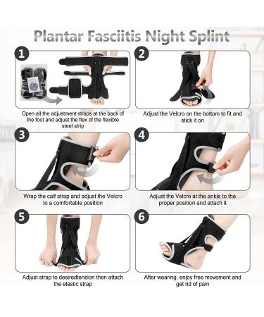 Plantar Fasciitis Night Splint with Arch Support - 2 Adjustable Straps, Foot Drop Relief Brace for Achilles Tendonitis - Day & Night Wear (2Pcs, Black) - Buy Online on GoSupps.com