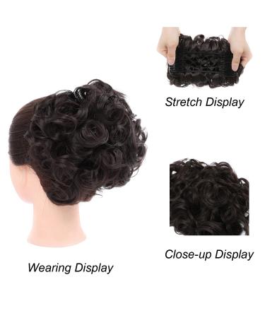 Girls Synthetic Curly Hair Bun Extension Clip in Ponytail Chignon Dish Tray #98 Dark Brown - Buy Online on GoSupps.com