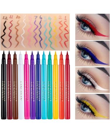 HADAVAKA 12 Colors Colored Eyeliner Long Lasting Bright Pigmented Glitter Colorful Eye Pencil Matte Soft Hyper Sharp Point Brush Eye Pencil for Women and Girls - Buy Online on GoSupps.com