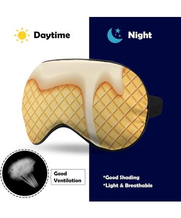 Soft Blackout Eye Mask for Sleeping - Adjustable Straps & Yellow Ice Cream Waffle Design - Perfect for Women & Travel - Buy Online on GoSupps.com