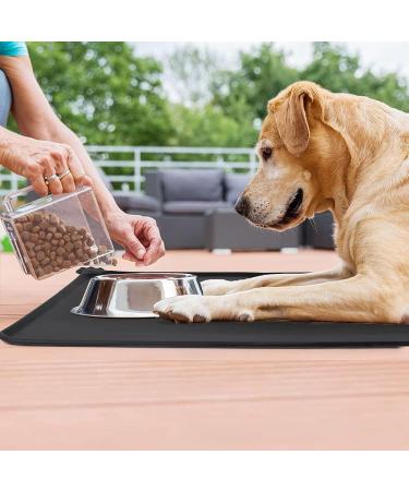 Emwel Waterproof Non-Slip Silicone Feeding Mat for Dogs & Cats - 47x30cm Gray/Black Ideal Food & Water Bowl Underlay - Buy Online on GoSupps.com