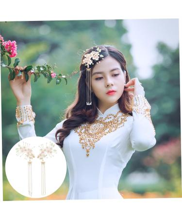 minkissy 2 Pairs Antique Hairpin Headdress Chinese Hanfu Vintage Chinese Hair Clip Wedding Hair Floral Hair Pin Hanfu Tassel Clip Chinese Hair Comb Hair Charms Crystal China Pearl Bride - Buy Online on GoSupps.com