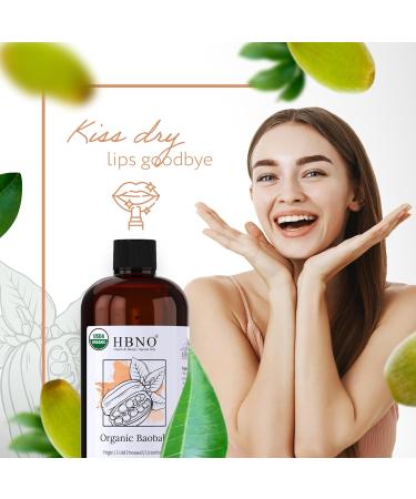 HBNO Organic Baobab Oil 16 oz - Cold Pressed Natural Carrier Oil for Massage Aromatherapy DIY Soap Making Face Body Hair & Nails - International Shipping Available - Buy Online on GoSupps.com