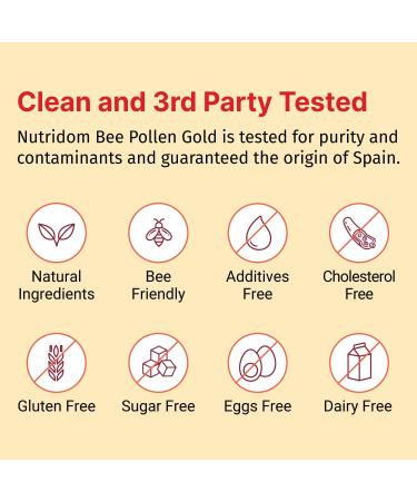 Nutridom Raw Bee Pollen Granules 200g (7oz) | 100% Pure Naturally Harvested No Additives or Preservatives Superfood Source of Vitamin B Minerals Amino Acids & Protein - Paleo & Keto Friendly Gluten Free - Buy Online on GoSupps.com