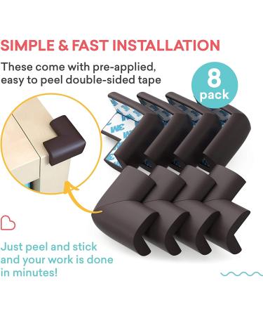 Soft Baby Proofing Corner Guards & Edge Protectors - Pre-Taped Table Corner Protector  Child Safety Furniture Bumper  Sharp Corner Cushions  8 Pack  Brown Brown Large (Pack of 8) - Buy Online on GoSupps.com