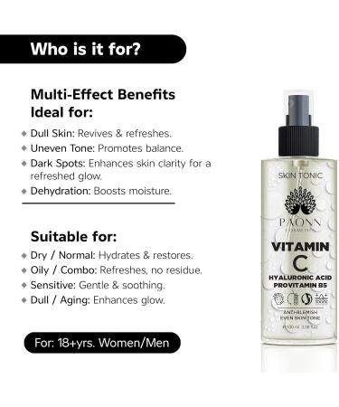 C Vitamin Face Tonic 3-O Ethyl Ascorbic Acid Arbutin Panthenol Brightening Toner Daily Gentle Care for Smoother Hydrated Skin - Buy Online on GoSupps.com
