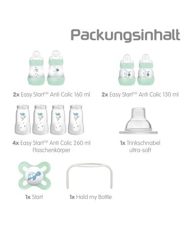MAM Easy Start Anti-Colic Starter Set | Baby Gift Set with Pacifiers Bottles & Handles | Ideal for Newborns | Blue Mint/Wal - Buy Online on GoSupps.com