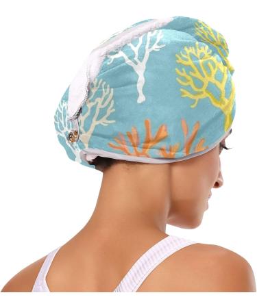 Colorful Corals Hair Towel 2 Pack - Super Absorbent Quick Dry Hair Turbans for Women & Girls - Buy Online on GoSupps.com