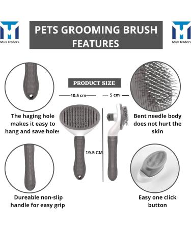 Muxtraders Cat Brush Dog Brush for Shedding - Grooming Comb for Cats & Dogs - Removes Mats, Tangles, and Loose Fur - Grey - Buy Online on GoSupps.com
