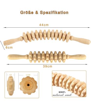 Premium 2-Piece Wooden Massage Roller Set - Anti-Cellulite Deep Tissue Massager for Neck Legs & Back - Maderotherapy Tool - Buy Online on GoSupps.com
