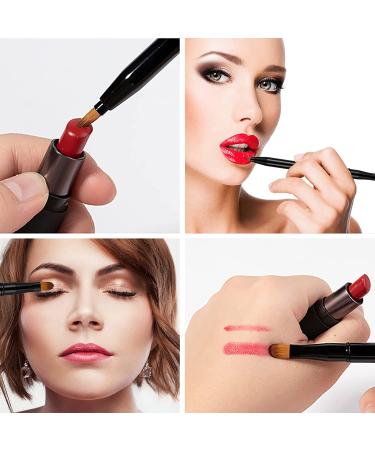 Falliny Retractable Dual-Ended Lip & Eyeshadow Makeup Brushes - Set of 2 | Travel-Friendly Design with Caps - Buy Online on GoSupps.com