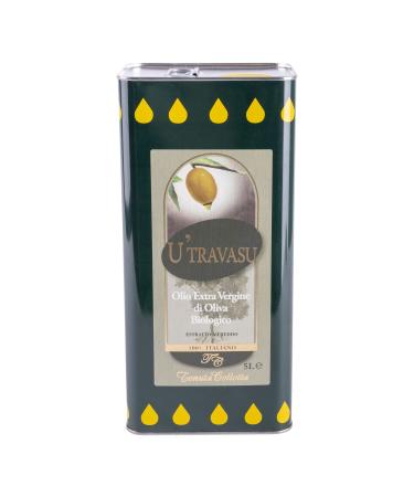 U'Travasu - Organic Extra Virgin Olive Oil 5l can - 100% Italian - Produced in Sicily - Cold Extraction