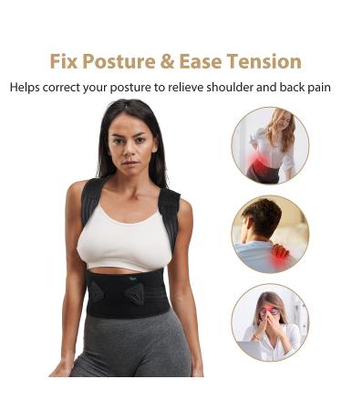 Evajoy Posture Corrector for Women and Men - Adjustable Back Support Brace for Pain Relief - Improve Posture and Lumbar Support - S/M Size - Buy Online on GoSupps.com