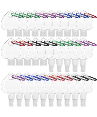 Lensarku Mini-hand disinfectant empty travel bottles with key rings 50 ml 30 pieces of plastic bottles with lids leakproof refillable base container for portable