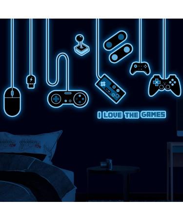 Gaming Wall Decals Glow in The Dark Wall Decals Video Game Zone Wall Stickers Removable Gaming Room Wall Decor Peel and Stick for Boys Kids Bedroom Playroom-Blue - Buy Online on GoSupps.com
