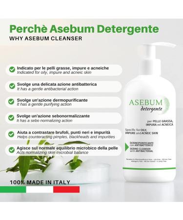 Asebum Detergente | Facial cleanser for oily and acne-prone skin | With salicylic acid and piroctone olamine | Purifying facial cleanser | Fights acne pimples blackheads - Buy Online on GoSupps.com