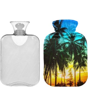 Naanle 2L Hot Water Bottle with Lid - Coconut Palms | Transparent Hot Water Bottle for Menstrual Cramps Relief & Heat Therapy - Buy Online on GoSupps.com