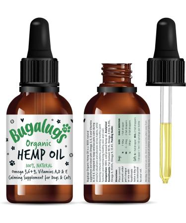 Bugalugs Hemp Oil Dog Calming Products 50ml- Nervous dog products for dog anxiety relief - Hemp oil for dogs uk & cats organic food supplements with omega 3 6 9 support hip joint & dog calming - Buy Online on GoSupps.com