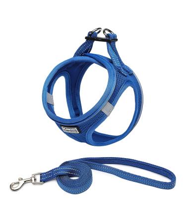 Suredoo dog harness with leash anti -train dishes reflective chest harness for small dogs pets puppies cats (lapis blue XS) XS Lapis blue - Buy Online on GoSupps.com