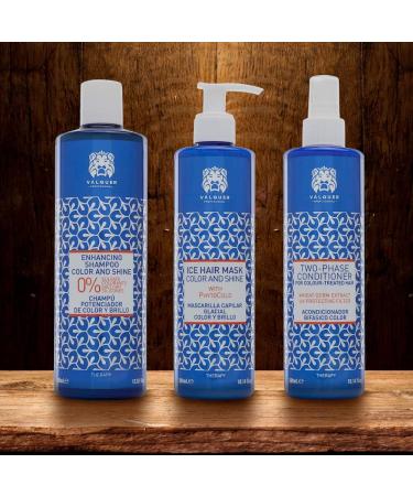 Valquer Professional Hair Enhancer Pack Color: Zero% Shampoo 400 ml + Ice Effect Mask 100 ml + Biphasic Conditioner 100 ml Dyed Hair 1300 G (3 Units) - Buy Online on GoSupps.com