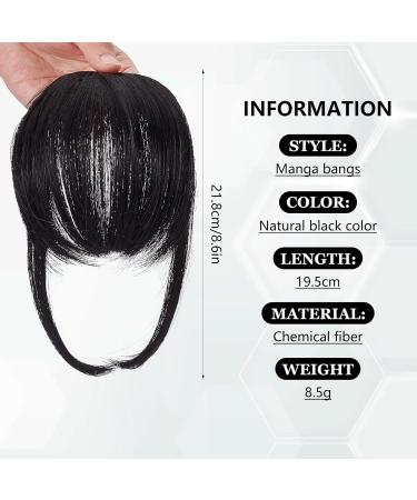 NICENEEDED Natural Black Hair Clip in Curved Bangs Fluffy Faux Fringe with Temples Hairpiece Flat Neat Clip on Bangs Hair Extension for Women and Girls Daily Wear - Buy Online on GoSupps.com