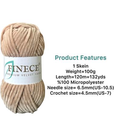 FINECE Soft Velvet Chenille Yarn for Crocheting - Light Camel | 100g (132yds) | Baby Blanket Knitting & Craft Amigurumi Yarn - Buy Online on GoSupps.com