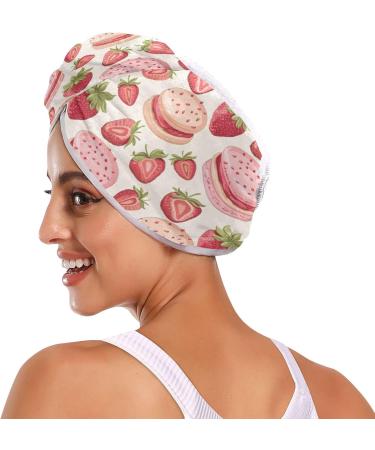 Shop Pink Strawberry Cakes Hair Towel 2 Pack - Super Absorbent Quick Dry Hair Turbans for Women & Girls - Buy Online on GoSupps.com