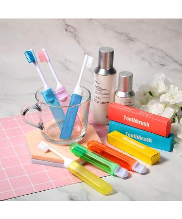 6-Piece Mini Travel Toothbrush Kit with Folding Design and Toothbrush Box for Travel, Camping, School, Home, Business Trip - Yellow/Blue - Buy Online on GoSupps.com