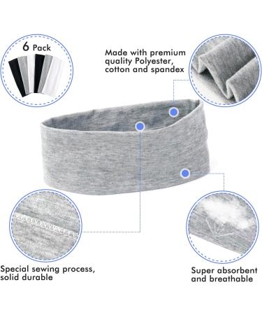 Sularpek 6 Pack Yoga Head Bands | Elastic Hair Bands for Women | Soft & Stylish Black & White Headbands for Yoga & Fitness - Buy Online on GoSupps.com