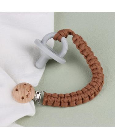 Pacifier Clip 11 Inch Handmade Braided Cotton Holder with Wooden Clips - 4 Pack for Boys and Girls - Fits All Pacifiers & Teething Toys - Baby Shower Gift - Buy Online on GoSupps.com