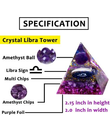 XIANNVXI Libra Amethyst Crystal Tower - Positive Energy and Luck | Spiritual Healing Gift for Libras | Meditation and Reiki - Buy Online on GoSupps.com
