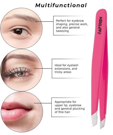 Wide Grip Slant Tweezers - German Stainless Steel - Hand-Filed Slanted Tips for Ultra-Precision - Tweezers for Eyebrows and Nose/Ear/Facial Hair - Professional Grade (Pink) - Buy Online on GoSupps.com