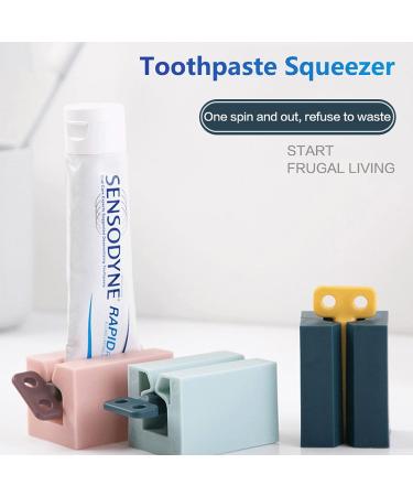 4PCS Toothpaste Dispenser & Seat Holder | Manual Rotation Squeezer - Save on Toothpaste, Cosmetics & Skin Care Products | Pink, White, Light Blue, Dark Blue - Buy Online on GoSupps.com