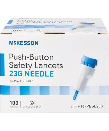 McKesson Safety Lancets Sterile Push-Button 23G Needle 1.8mm - 100 Count - Buy Online on GoSupps.com