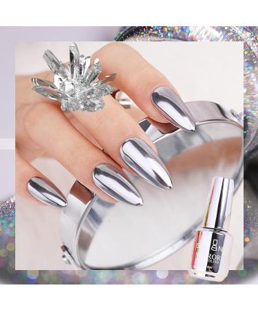 Metal Nail Polish Mirror Effect Quick Drying Metallic Effect Nail Art Polish Gel Nail Polish Silvery Nail Varnish Chrome Nail Art Polish No UV(Silvery) - Buy Online on GoSupps.com