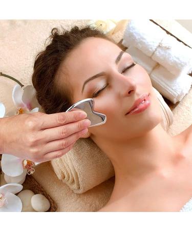 Gua Sha Facial Tools-Stainless Steel Gua Sha Board Reusable Skin Care Tools for Face Body Eyes Neck Skin Tightening for Men and Women(Silver) - Buy Online on GoSupps.com