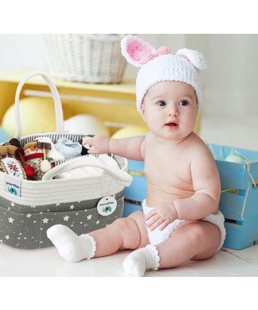 Lemonfilter Baby Diaper Caddy Organizer  Nursery Storage Bin Changing Table Organizer Basket with Muslin Burp Cloth (Star) - Buy Online on GoSupps.com