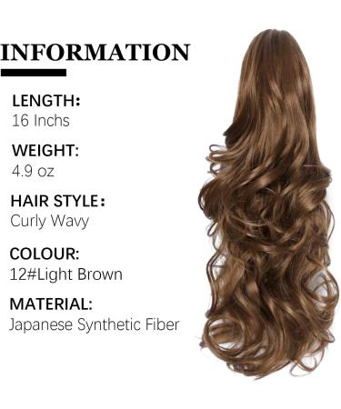 Yamel 16 Long Curly Light Brown Ponytail Extension | Claw Jaw Clip Synthetic Hairpiece | Hair Extensions 16 inch - Buy Online on GoSupps.com