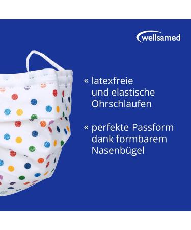 Wellsamed Wellsamask 50 Pack Medical Face Masks Type IIR with Elastic Band - Dot Motif - International Shipping Available - Buy Online on GoSupps.com
