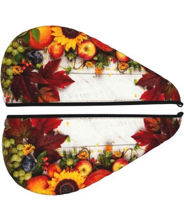 Thanksgiving Autumn Pumpkins Microfiber Hair Towel - Soft Absorbent Coral Velvet Quick Dry Wrap for Women with Long Curly & Thick Hair - Buy Online on GoSupps.com