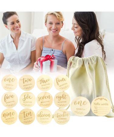 Wooden Baby Milestone Cards - 12-Piece Pregnancy & Monthly Gift Set for Expectant Mothers - Buy Online on GoSupps.com