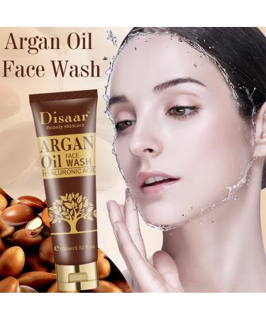 DISAAR Beauty Argan Oil Face Wash with Hyaluronic Acid - Deep Cleansing & Oil Control - Exfoliating & Moisturizing - 100ml/3.52fl.oz - Buy Online on GoSupps.com