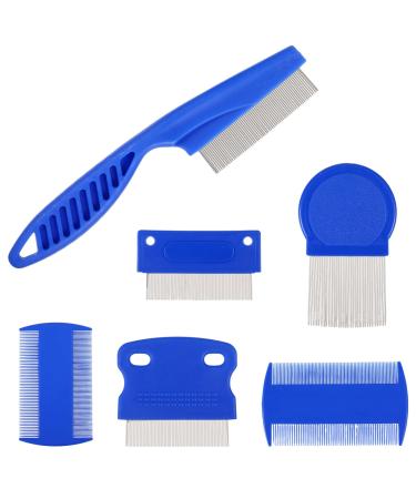 Flea Comb for Cat Dog 6 PCS Metal Fine Teeth Combs for Grooming Float Hair Tangles Knots Marks Removal Tool