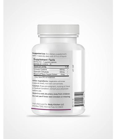 Body Kitchen Mega NAC 600mg with Quercetin | Supports Respiratory Health & Immune Function | Promotes Liver & Kidney Detox | Veggie Caps - Buy Online on GoSupps.com