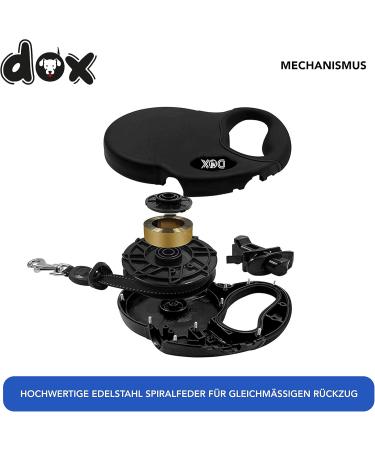 Ddoxx Reflective Nylon Dog Leash - Bite-Proof Roller Leash with Lock System | XS 3m for Dogs Up to 8kg - Black - Buy Online on GoSupps.com