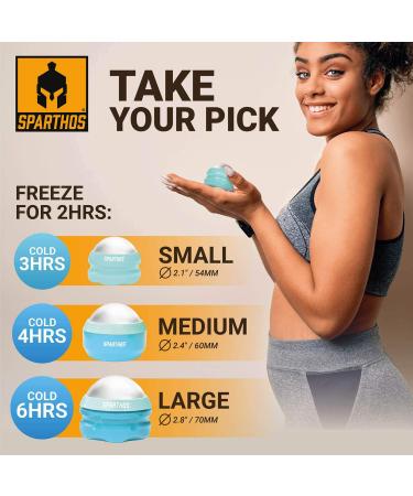 Sparthos Cold Massage Roller Ball 54mm - Cryosphere Massager for Muscle Relief - Ice Massage Cups for Body Cooling - Recoup Message - Mint Electric Blue - Buy Online on GoSupps.com