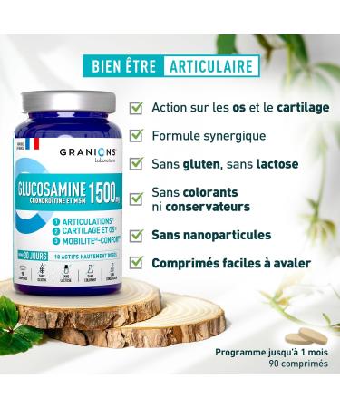 Glucosamine Chondroitin and MSM 1500mg - Glucosamine Joint Complex - Made in France - Muscle and Joint Support - Against Joint Pain - 90 Tablets - Buy Online on GoSupps.com