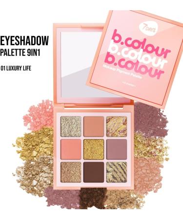 7DAYS Eyeshadow Palette | Makeup Eyeshadow Palettes Nude Purple Long Lasting Pigmented Shades with Gold Glitter 9g - Buy Online on GoSupps.com