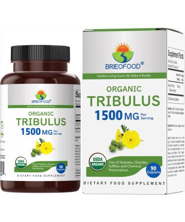 Brieofood Organic Tribulus 1500mg, 45 Servings, Vegetarian, Gluten Free, 90 Vegetarian Tablets - Buy Online on GoSupps.com
