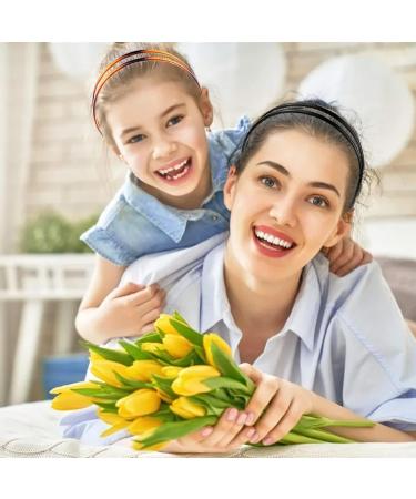 2-Pack Non-Slip Plastic Headbands for Women - Double Row Teeth Hair Hoops in Black & Brown - Simple and Chic Hair Accessory - Buy Online on GoSupps.com